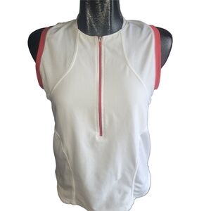 Nike White And Red Sleeveless Running Activewear Top L